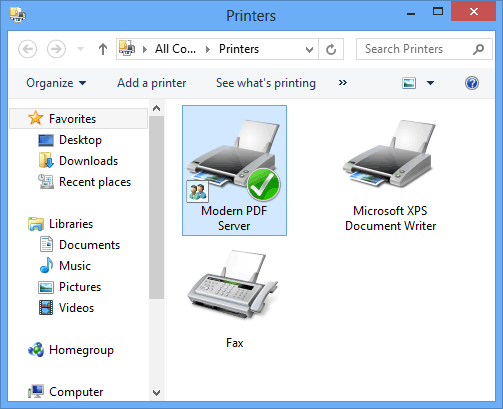Modern PDF Server Printing Preferences