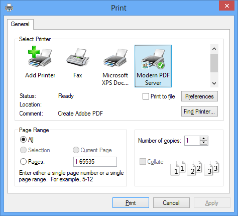 print to PDF Server